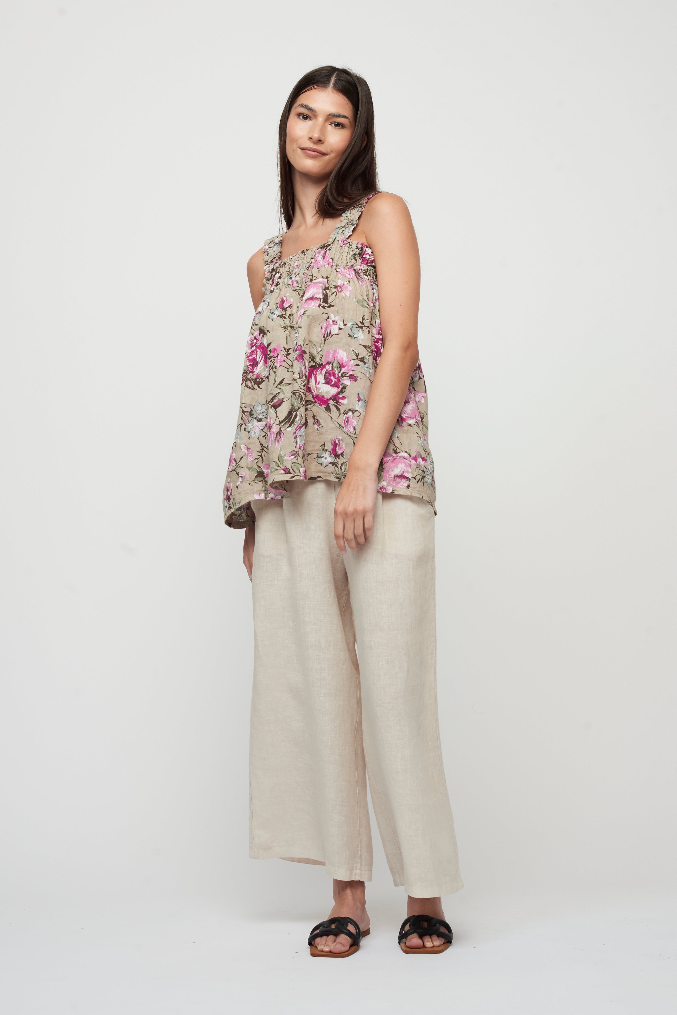 Cropped Linen Pant Nude