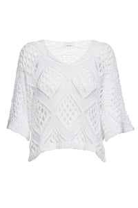 Lottie Crochet Batwing Sweater White