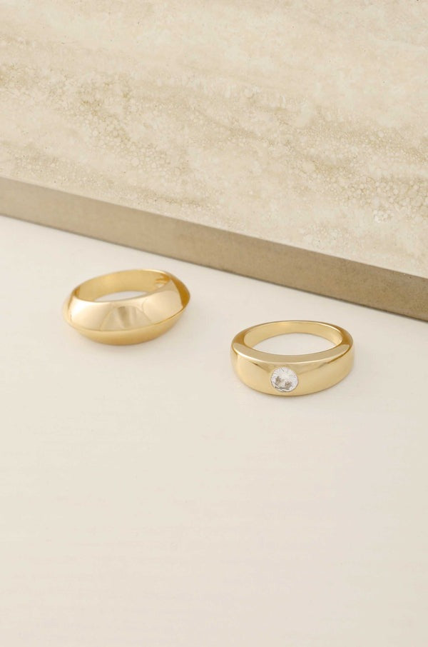 Statement 18k Gold Plated Ring Band Ring Set