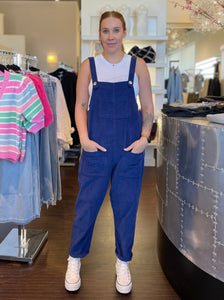 Relaxed Corduroy Overalls Blue Dusk