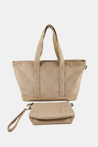 Terry Tote with Cosmetic Bag Tan
