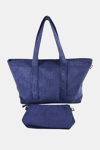 Terry Tote with Cosmetic Bag Navy