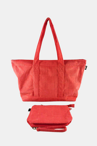 Terry Tote with Cosmetic Bag Coral