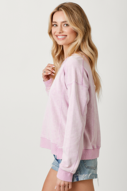 Washed Terry Top Lavender Pink