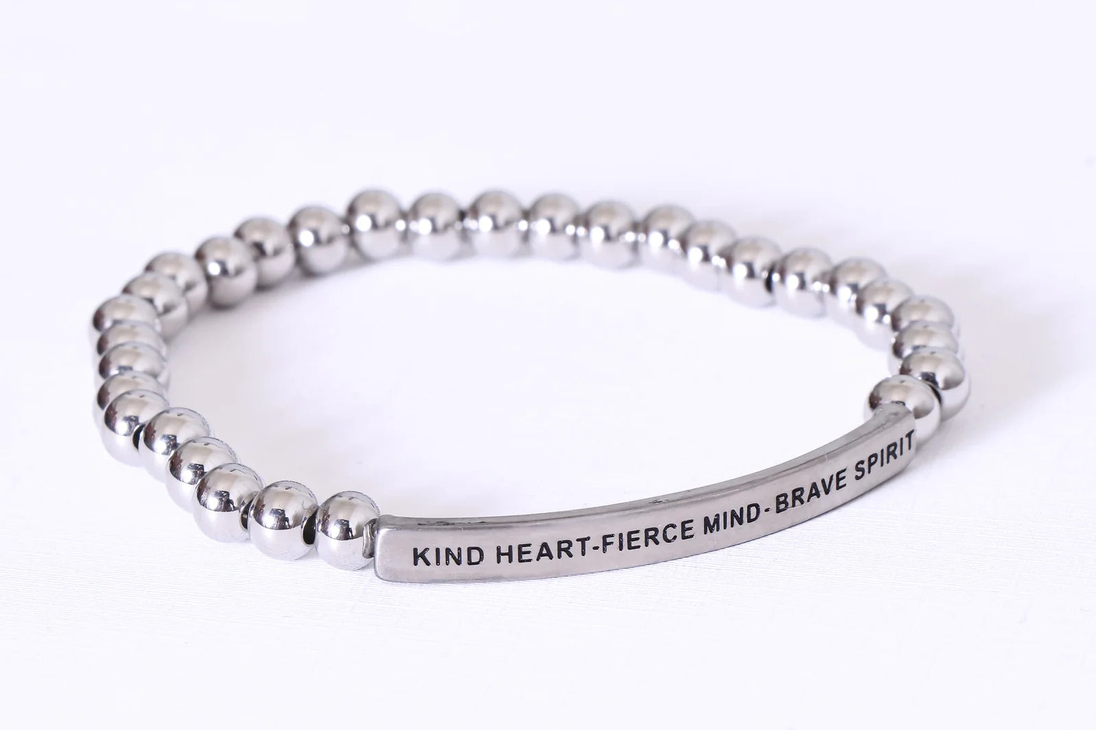 Kind Heart Fierce Mind Brave Spirit Silver Bracelet 6mm