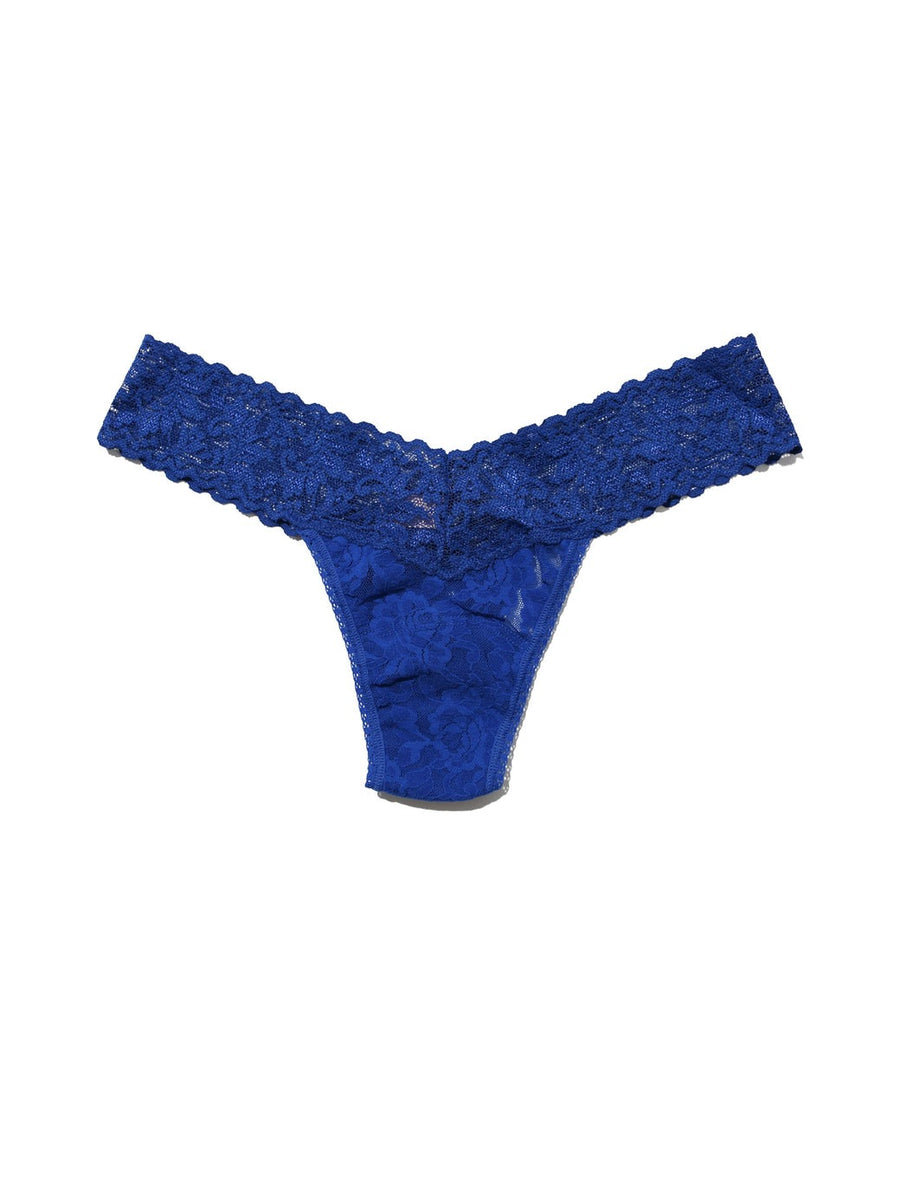 Signature set of three low-rise stretch-lace thongs