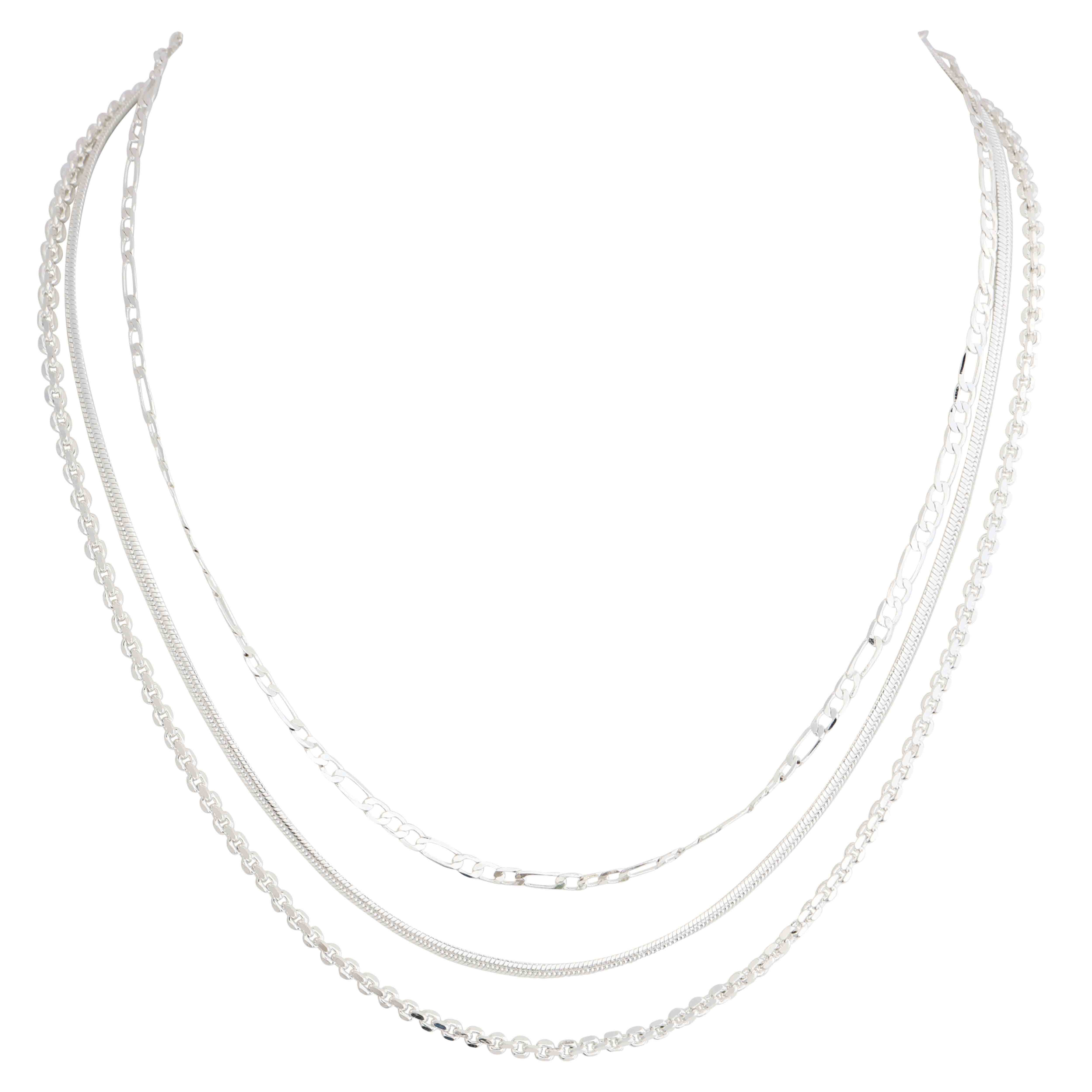 Mia Stacked Necklace Silver