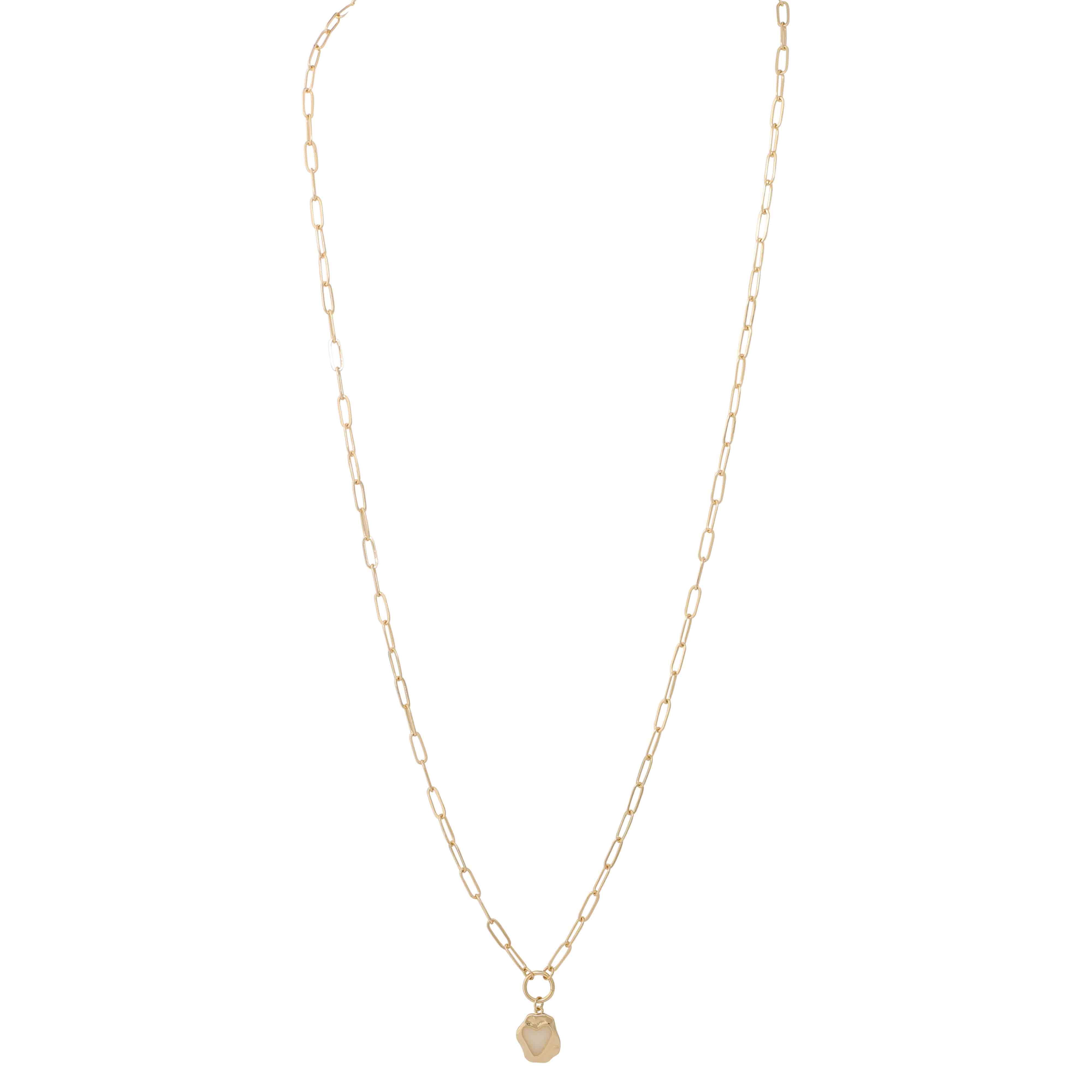 Ivy Long Link Heart Pendant Necklace Gold