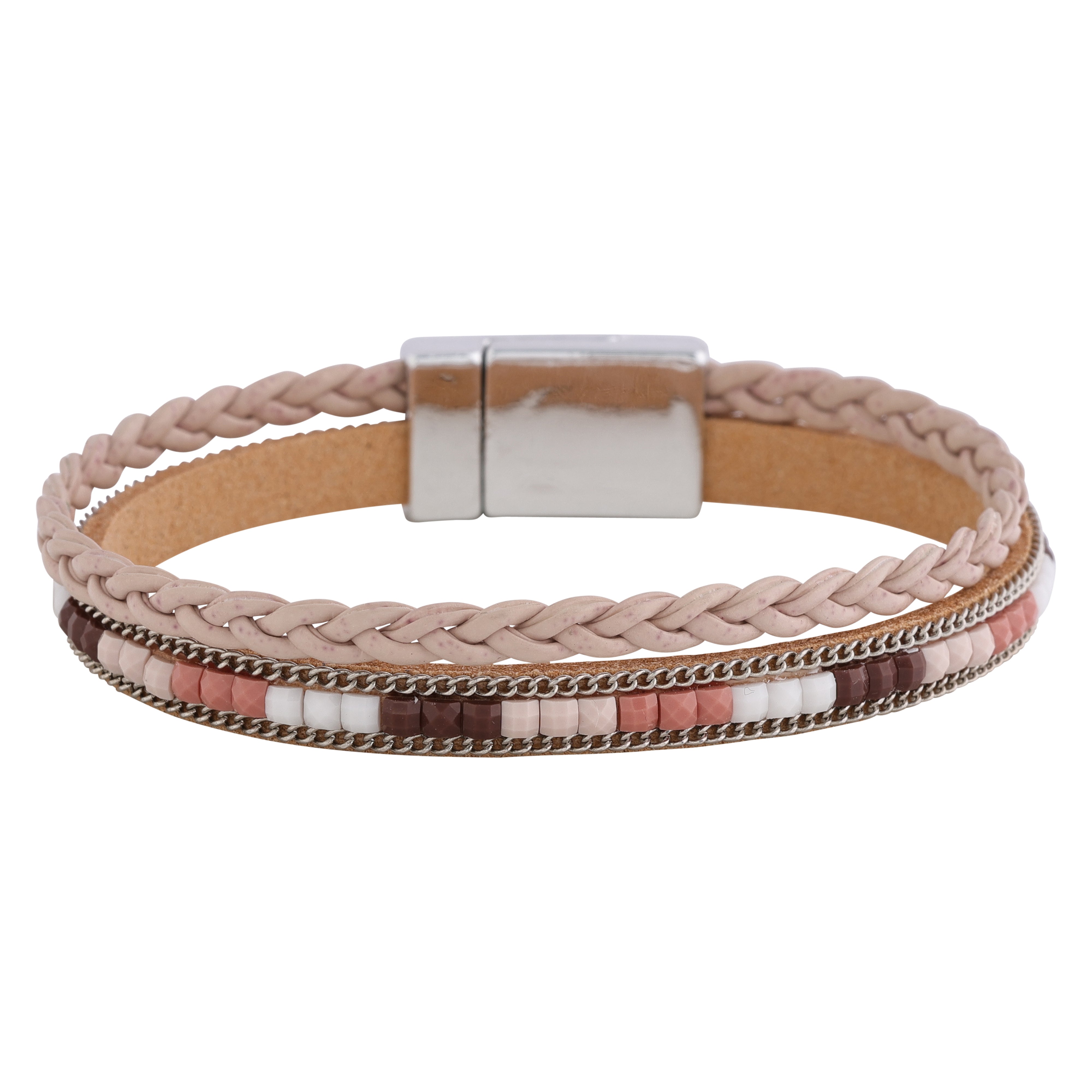 Ria Fashion Bracelet Rhodium/Beige