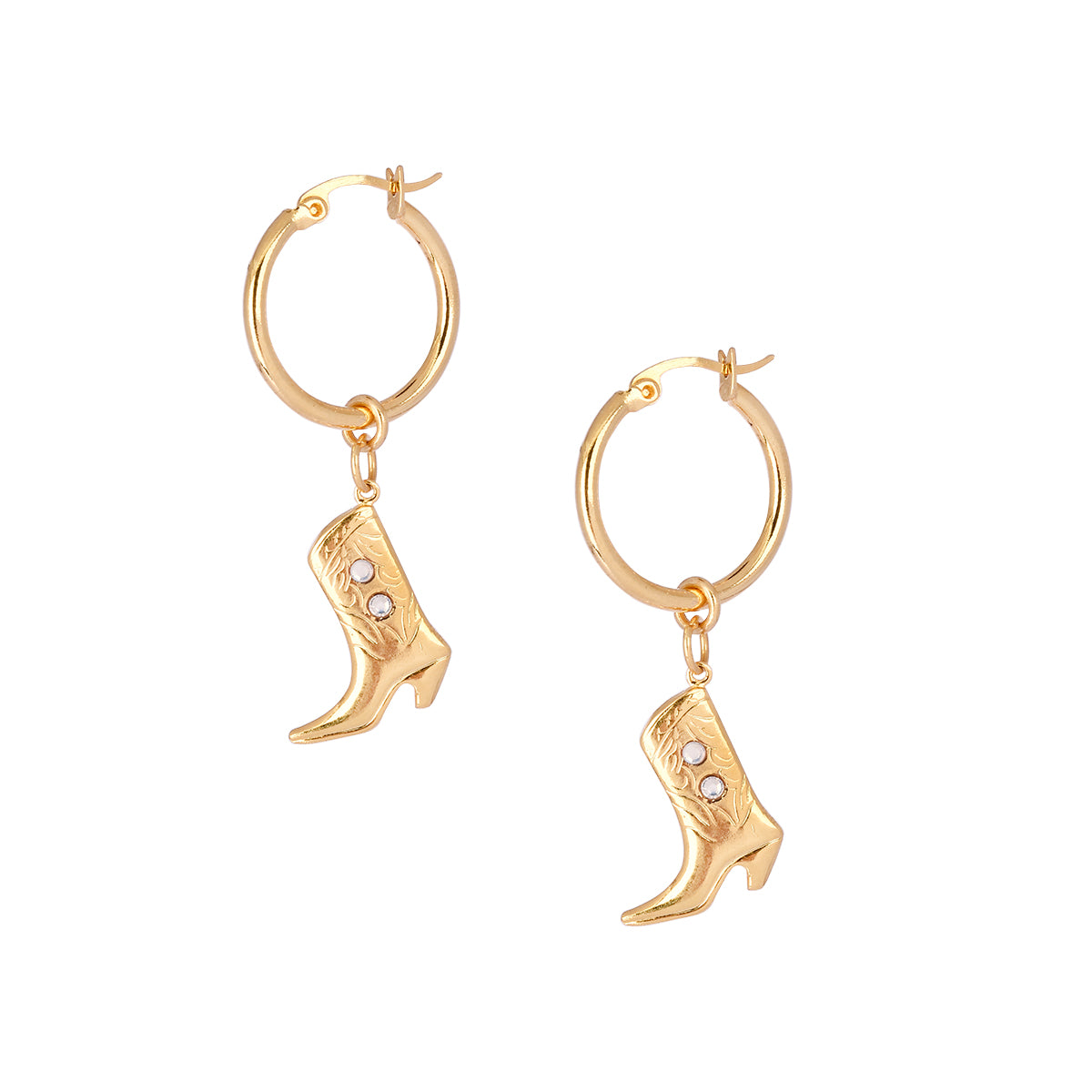 Betsy Mishky Cowgirl Boot Hoop Earring