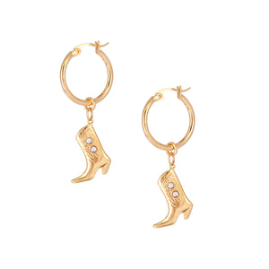 Betsy Mishky Cowgirl Boot Hoop Earring