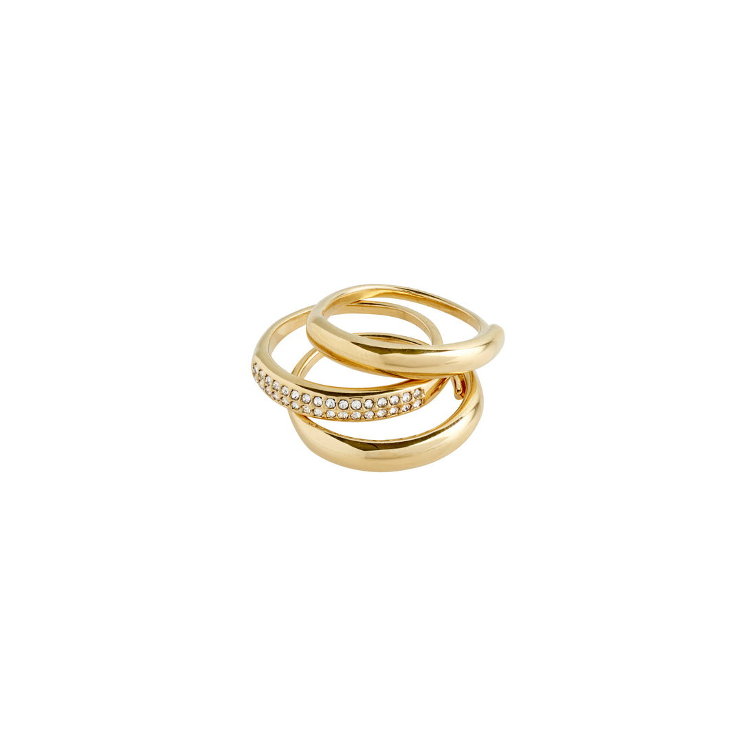 BLOOM Recycled Crystal Ring, 3-in-1 Set, Gold-plated