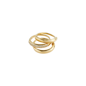 BLOOM Recycled Crystal Ring, 3-in-1 Set, Gold-plated