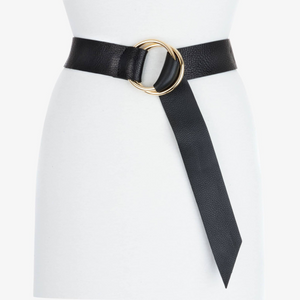 Cilena Pebbled Leather Belt Black/Gold