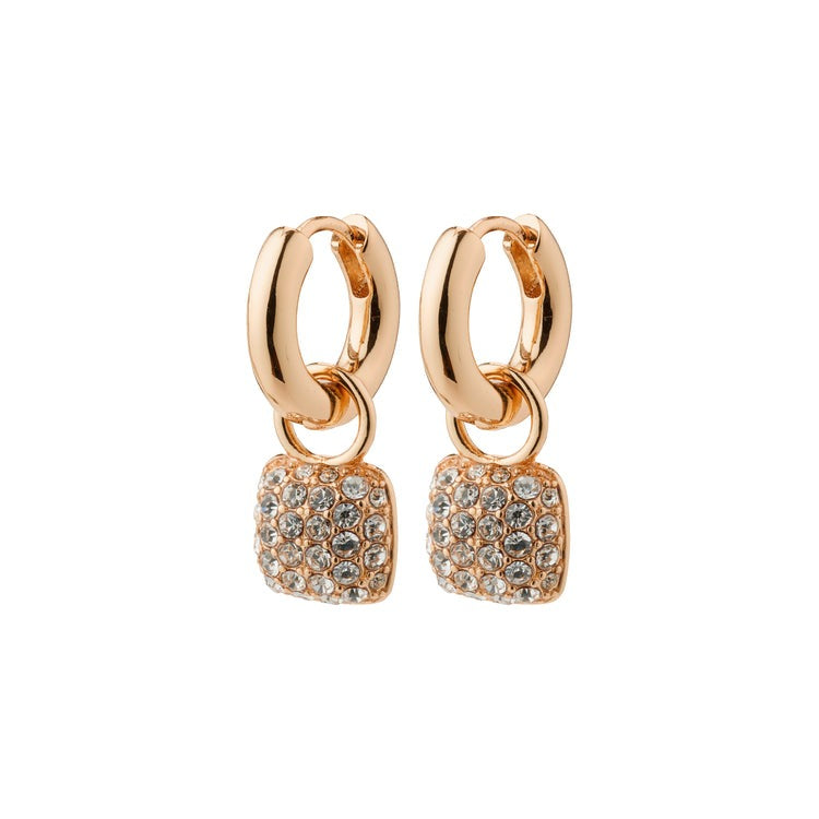 CINDY Recycled Crystal Hoop Earrings Rose Gold-Plated
