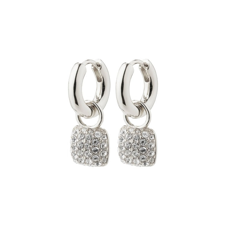 CINDY Recycled Crystal Hoop Earrings Silver-Plated