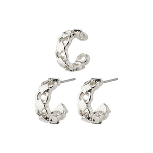 DESIREE Recycled Hoop and Cuff Earrings Silver-Plated