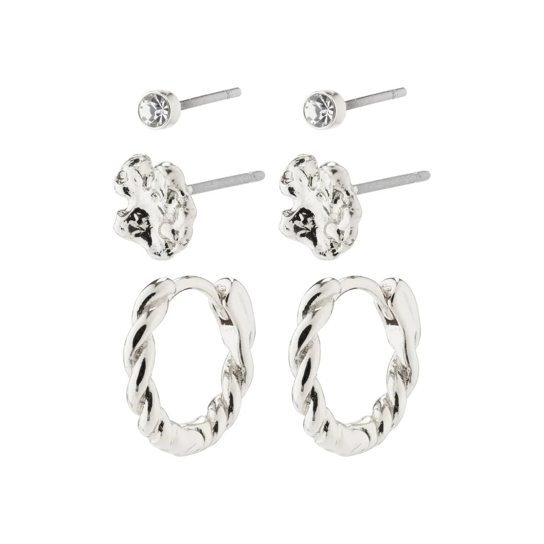 EMANUELLE recycled earrings 3 in 1 set silver-plated