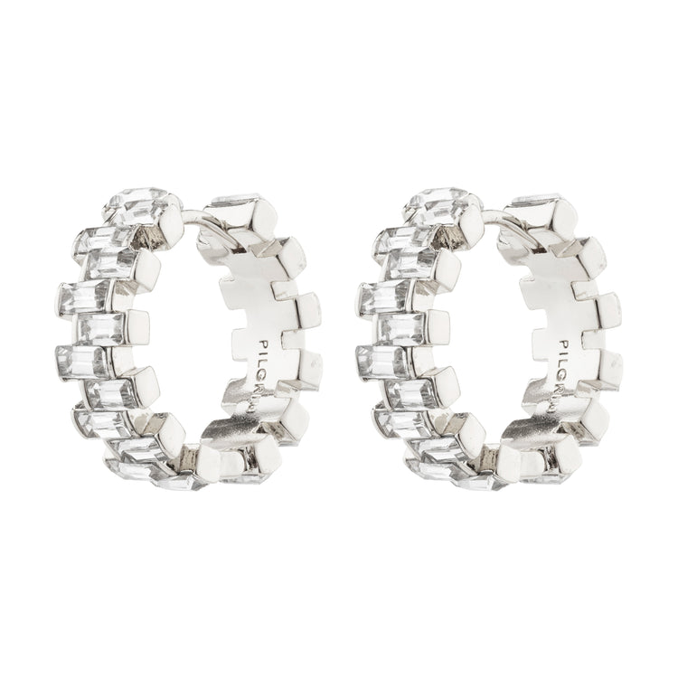 HELI Recycled Crystal Hoop Earrings Silver-plated