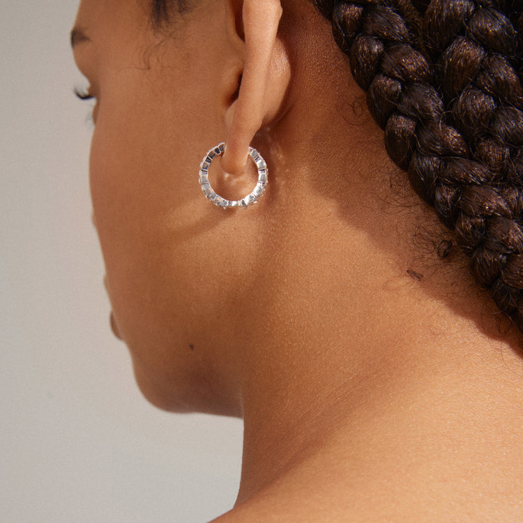 HELI Recycled Crystal Hoop Earrings Silver-plated