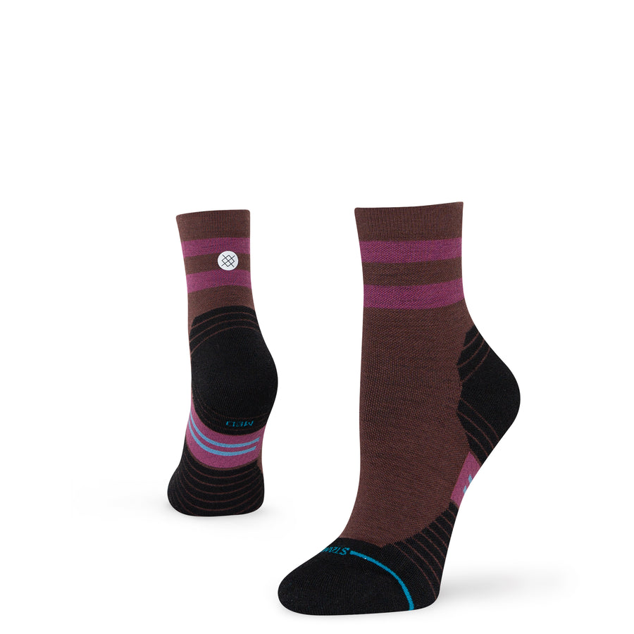 Run Quarter Socks Light Wool Dark Brown Multi