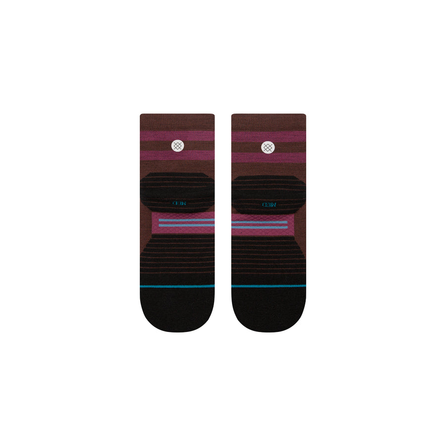 Run Quarter Socks Light Wool Dark Brown Multi