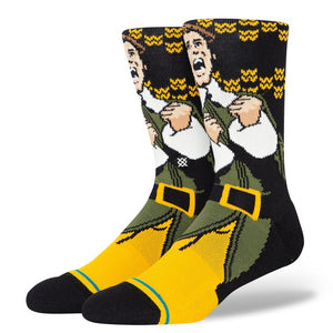 Elf Smiling's My Favorite Casual Crew Socks Black