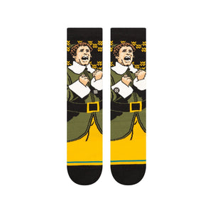 Elf Smiling's My Favorite Casual Crew Socks Black