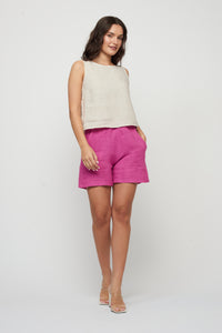 Loose Linen Shorts Orchid