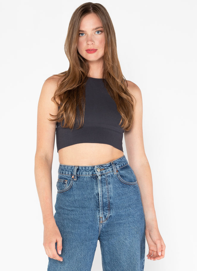 Bamboo High Neck Crop Top