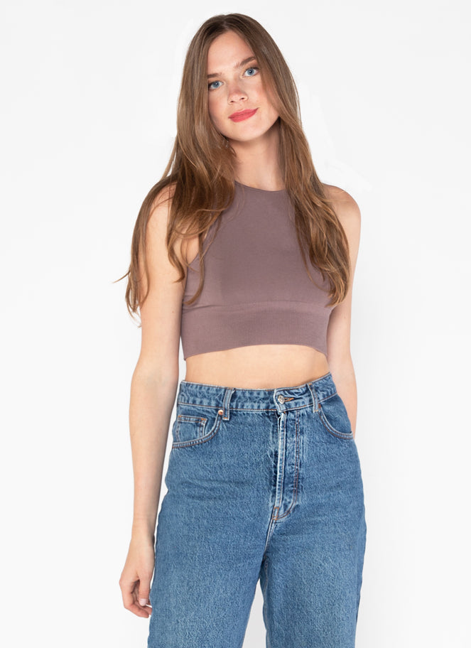 Bamboo High Neck Crop Top