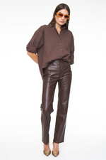 Load image into Gallery viewer, Cassie Super High Rise Straight Leg Pant Coffee Bean
