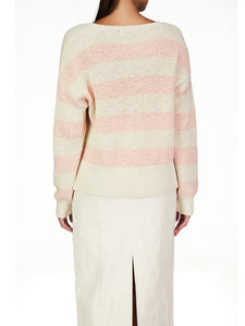 Scoop Neck Sweater Raspberry Stripe