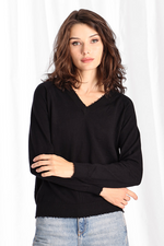 Load image into Gallery viewer, Cotton Cashmere Frayed Edge V-Neck
