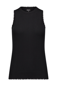 Cotton Cashmere Frayed Tank Black