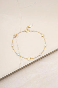 Subtle Butterflies and Pearl 18 kt Gold Plated Anklet