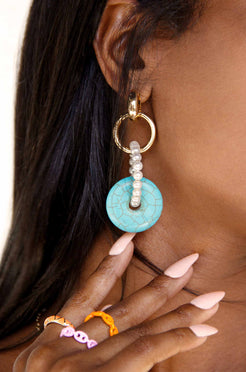Turquoise and Pearl Dangle Earrings