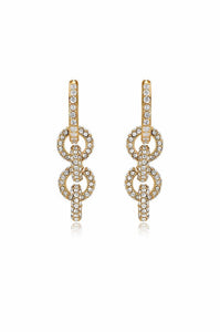 Multi-Ring Crystal Dangle 18k Gold Plated Earrings