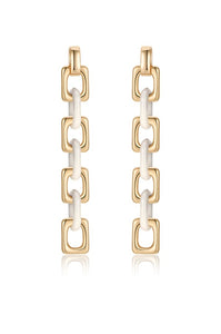 Resin Rectangle and 18k Gold Plated Chain Drop Earrings