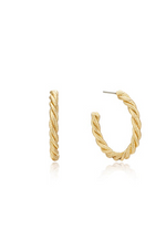 Load image into Gallery viewer, Spun Strands Hoop Earrings Gold
