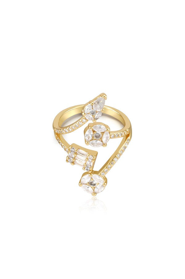 Doing the Most Crystal Shine 18k Gold Plated Ring One Size