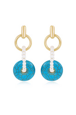 Load image into Gallery viewer, Turquoise and Pearl Dangle Earrings
