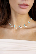 Load image into Gallery viewer, Dressed in Turquoise &amp; Pearls Layered Necklace
