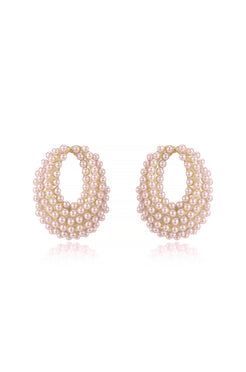 Classic Pearl Cluster Stud Earrings Pink Pearl