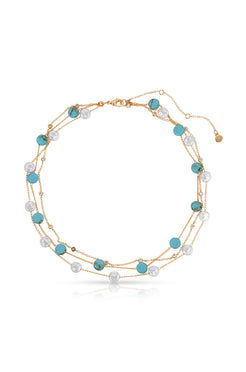 Dressed in Turquoise & Pearls Layered Necklace