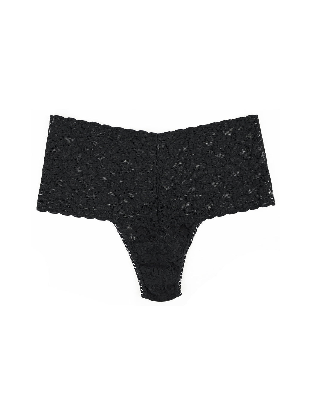 Retro Lace Thong Black Packaged