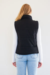 The Cora Knit Puffer Vest Black