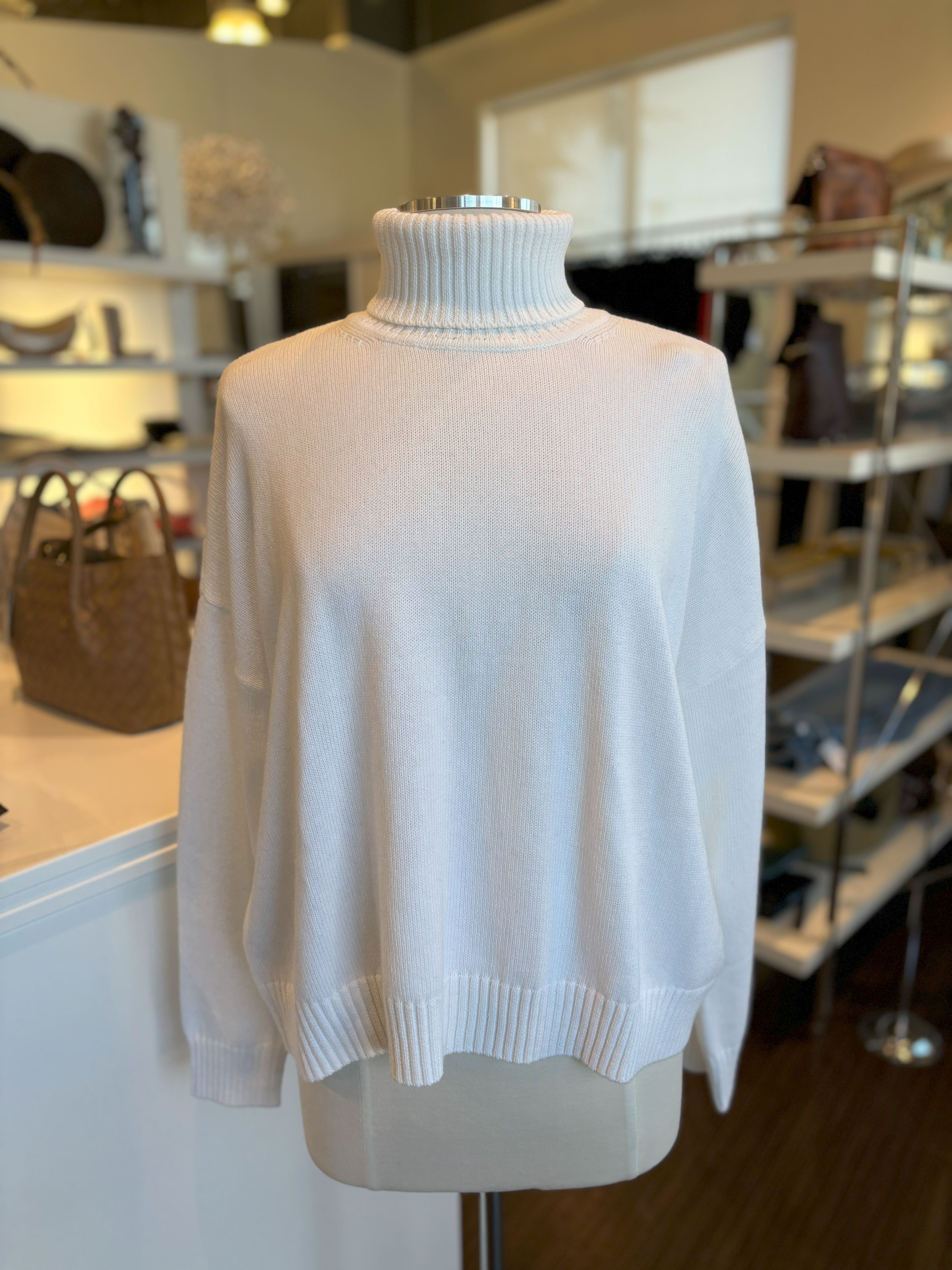 Turtle Neck Top White