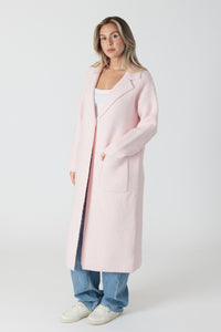 JIMMI Eco Checked Long Coat with Pockets Pink