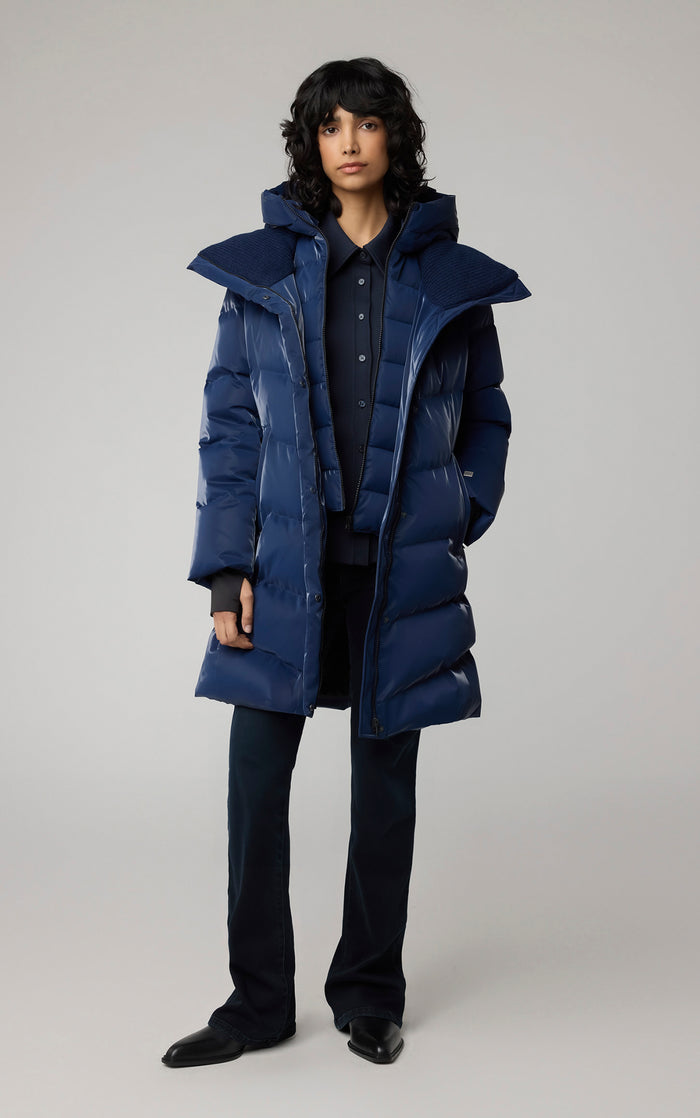 Blue down coat ladies hotsell